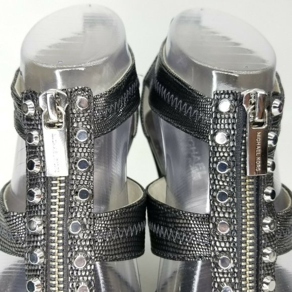 Michael Kors Womens Silver Leather Zipper Rivets - Picture 5 of 12